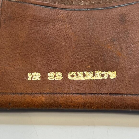 Women's Vintage Brown Leather Wallet Clutch Gold Painted Design Ethnic Style - Picture 3 of 4